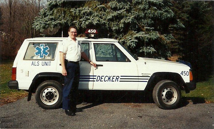 Decker ALS Unit 450, a white Jeep Cherokee, with its paramedic
